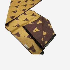 Scotland mustard yellow and brown longhorn scarf #western